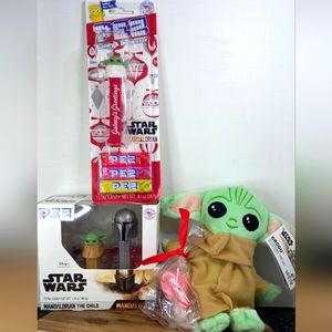 The Mandalorian Pez sets and Grogu plushie with candy canes